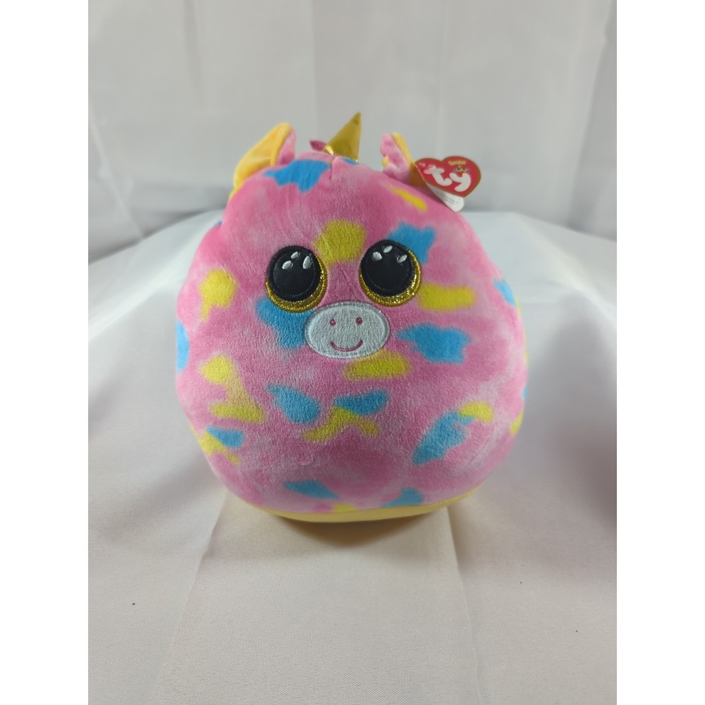 TY Squish-A-Boos Fantasia Unicorn Soft Toy Plush Cushion 8" With Tag